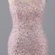 Sheath/Column Halter Tulle Short/Mini Beading Prom Dresses