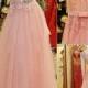A-line V-neck Tulle Elastic Woven Satin Sweep Train Beading Prom Dresses