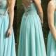 A-line Sweetheart Chiffon Tulle Floor-length Beading Prom Dresses