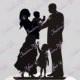 Wedding Cake Topper Silhouette Ethnic Family holding baby with little girl - Acrylic Cake Topper [CT65gb]