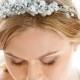 Silver Crystal bridal headband. Hair accessories NYC. Handmade bridal tiara Online bride headband Designer bridal hairpiece. Vintage crown