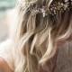 Gold Boho Forehead hair Halo, Bridal Flower Hair Crown, Hair Vine, Hair Wreath, Wedding Pearl Hair Vine, Boho Wedding Headpiece - 'EDEN'