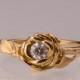 Rose Engagement Ring No.4 - 14K Gold and Diamond engagement ring, engagement ring, leaf ring, flower ring, antique, art nouveau, vintage