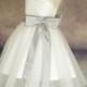 Ivory Lace Tulle Flower Girl Dress With Sliver Sash and Bow
