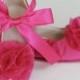 Satin Flower Girl Ballet Flat 23 color - Fuchsia Satin Baby Shoe - Toddler Couture Ballet Slipper - Baby Wedding Shoe - Baby Souls Baby Shoe