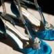 Teal Wedding Shoes mid heels Vintage style closed toes 40s style shoes