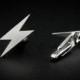 Sterling silver cufflinks lightning bolt shape, groomsmen cufflinks, accessories for men