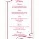 Wedding Menu Template DIY Menu Card Template Editable Text Word File Instant Download Fuchsia Hot Pink Menu Template Printable Menu 4x7inch