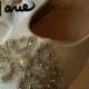Bridal Wedding Shoe Flat  Ballet Slipper CELTIC DESIGN White Ivory Creme Crystals  Pearl On Sale Now, Comfortable