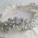 Bridal Crystal Headpiece Sparkly Bridal Headband Crown - Wedding Headdress - Ivory Ribbon Rhinestones - Vintage Glamour Wedding