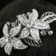 Rhinestone flower headband, Bridal headband, Bridal flower headpiece, Flower and leaf hair accessory