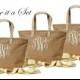 Set of 7 Monogrammed Natural Color Jute Bridesmaid Totes Bags - Personalized Burlap totes - Beige, Sand, Beach, Tropical - jute summer purse