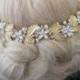 Headbands Rhinestone Hair Jewelry Crystal Gold Plated  Natural Freshwater Pearl  Bridal  Wedding Accessories Decorative Combs headpieces