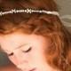 Rhinestone and Pearl Ribbon Tie Wedding Headband Crystal Headpiece, Simple Wedding Headpiece
