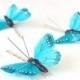 Something Blue Bridal Hair Clip, Butterfly Wedding Hair Accessory Comb Hairpiece Pin, 3 Turquoise