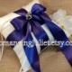 Romantic Satin Elite Ring Bearer Pillow with Two Hearts Accent...You Choose the Colors...BOGO Half Off...shown in white/royal purple
