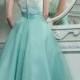 Retro Vintage Style Lace Organza Tea Length Wedding Prom Formal Dress
