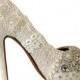 Vintage Lace Wedding Shoes .. 5 inch heel ..Bridal High Heels ..Lacy Bridal Shoes ...Crystals and Pearls .. Free US postage