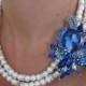 Something Blue-Bridal Swarovski Pearls Necklace,Pearl Bridal Necklace, Bridal Jewelry,Bridal Jewelry,Bridal Necklace, Wedding Jewelry