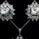 SALE - Crystal Bridal Jewelry Set, Geometric Earrings, Dangle Necklace, Swarovski Wedding Jewelry, ZURICH