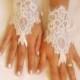 ivory Wedding Glove, ivory lace gloves, Fingerless Glove,  FREE SHIP 0031
