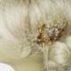 Champagne - Birdcage Veil  and a Bridal Hair Comb (2 Items) Topaz  Rhinestone Bridal Hair Comb Bridal Jewelry