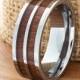 Double Wood Inlay Tungsten Ring Wood Wedding Band Flat High Polished Wedding Ring Promise Ring Hers His Womens Mens Tungsten Ring New Design