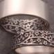 Opposites Attract Wedding Band Set -- Cherry Blossom Pattern in Sterling Silver