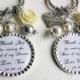 Set of 2 Personalized Keychains/Necklaces MOTHER of the GROOM and BRIDE Gift Swarovski Pearls Wedding Party Rehearsal Dinner Gifts Yellow