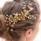 Rustic Gold and Bronze Wedding Hair Comb, Golden Wedding Headpiece Brassy Boho Wedding Hair Comb Gold Metal Comb