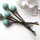 Jade Green Bobby Pins, Wedding Hair Pin Set