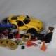 Funny Auto Mechanic Car Loving Groom Being Dragged By Bride Wedding Cake Topper with 2013 Yellow SRT Viper GTS Car