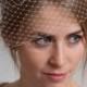 Bridal Birdcage Veil, 9" Short Blusher Veil, Wedding Veil