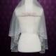 Two Tier Ivory Fingertip Veil with Pearl Beadings 