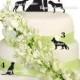 Silhouete Kissng Bride and Groom with Pets Wedding Cake Topper