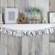 Just Married Banner - Wedding Decoration - Wedding Car Sign - Mint
