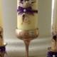 Wedding Unity candle set - 3 ivory candles and 3 candleholders in ivory, gold and deep purple, perfect set for your wedding unity ceremony