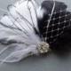 Feather Wedding Hair Clip, Bridal hair accessories, BLACK and WHITE Fascinator, brides hair, bridal shower, bridesmaid hair piece