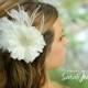 Wedding flower hair piece Ivory Bridal Hair Clip, Bridesmaid Head Piece, Wedding Fascinator headpiece hairpiece, comb pin barrette