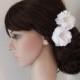 Wedding Hair Flowers Bridal hair piece flower hair pins- 2 ALLIGATOR CLIPS - White