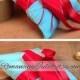 Romantic Satin Elite Ring Bearer Pillow...You Choose the Colors...SET OF 2...shown in turquoise/red