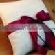 10 Inch Satin Bows Ring Bearer Pillow with Delicate Lace Overlay...shown in white/white/burgundy