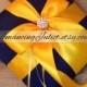 Romantic Satin Elite Ring Bearer Pillow...You Choose the Colors...Buy One Get One Half Off...shown in navy blue/yellow gold