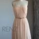 Peach Bridesmaid dress, Sweetheart dress,Blush Wedding dress, Chiffon dress, Party dress, Formal dress, Prom dress, Strapless dress (B063)