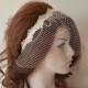 Bridal birdcage veil with lace, ıvory wedding veil, bridal birdcage headband, Wedding Hair Accessory, Bridal Hair Accessories