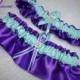 Purple and Aqua Garter Set, Keepsake and Toss-away Garter Set, Ribbon Garter, Bridal Garter, Prom Garter, Purple Garter, Aqua Garter