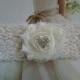Wedding Toss Garter - Ivory Flower with Heart Crystal Rhinestone on a stretch ivory Lace - Style TG123