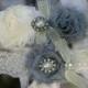 Wedding Garter, Bridal Garter, Garter - Ivory/Silver Garter Set with Pearl & Rhinestone - Style G2032