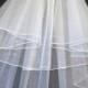 PENCIL EDGE Veil bridal Veil IVORY Wedding Veil,2 tier  Ivory Pencil edge veil W detachable comb & Loops  Shoulder Length - Cathedral length