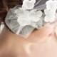 Tulle Bandeau Veil Blossoms Silk - Wedding Veil with Flowers - Wedding Hair Piece